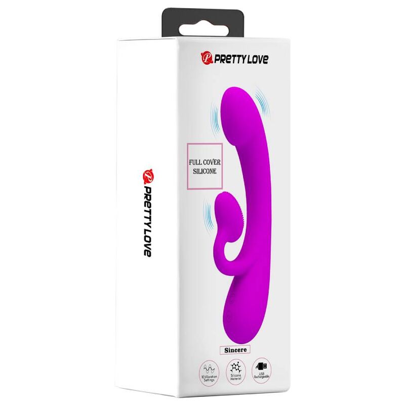 PRETTY LOVE - VIBRATEUR SINCÈRE ET ONDES STIMULANTES CLITORIDIENNES SILICONE VIOLET