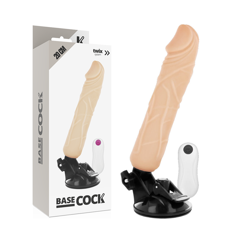 BASECOCK - VIBRATEUR RÉALISTE TÉLÉCOMMANDE NOIR 20 CM -O- 4 CM