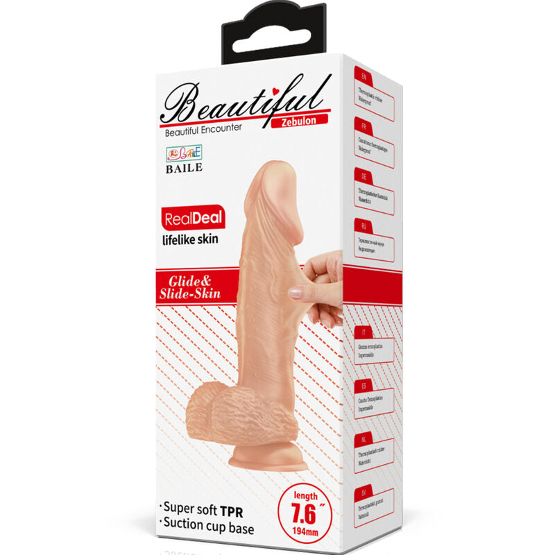 Belle rencontre zebulon gode réaliste flexible 19.4 cm naturel