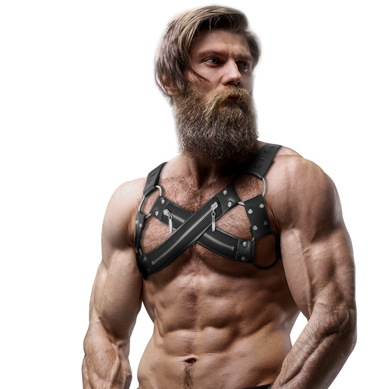 Harnais de poitrine croisé en néoprène réglable avec fermetures  glissière pour hommes