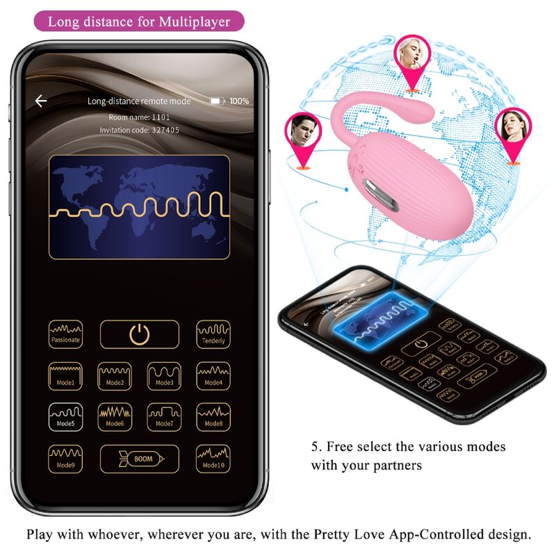 Œuf Vibrant Connecté Doreen Rechargeable Silicone - Pretty Love
