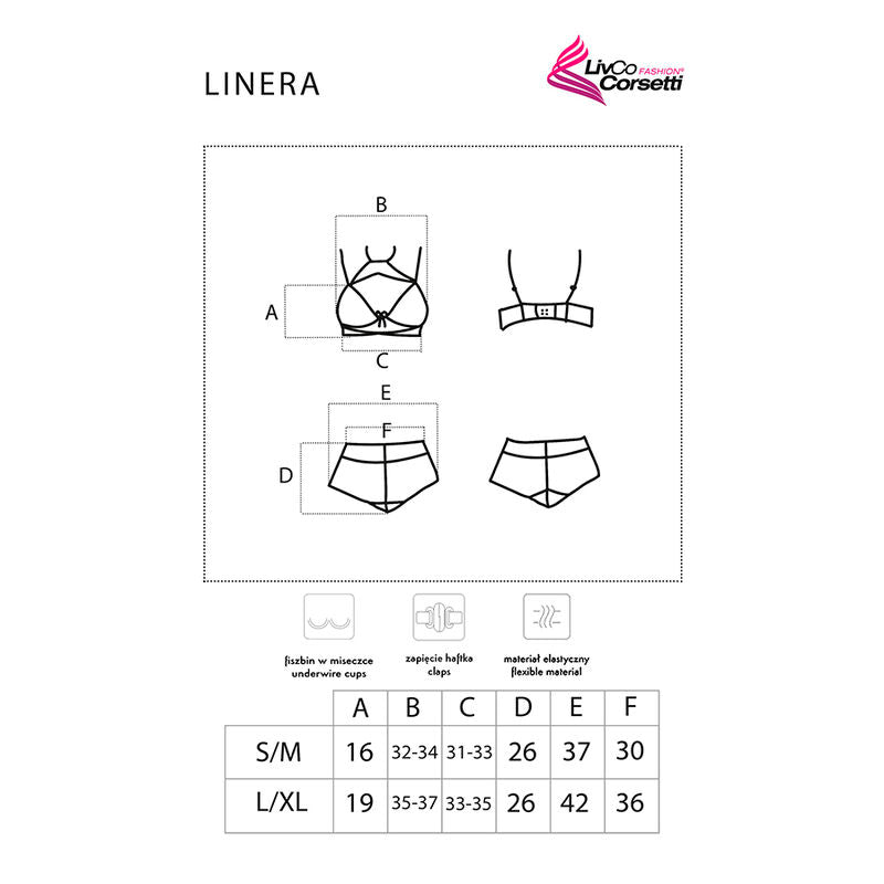 LIVCO CORSETTI FASHION - LINERA FOR THE SENSES COLLECTION SOUTIEN-GORGE + CULOTTE NOIR L/XL