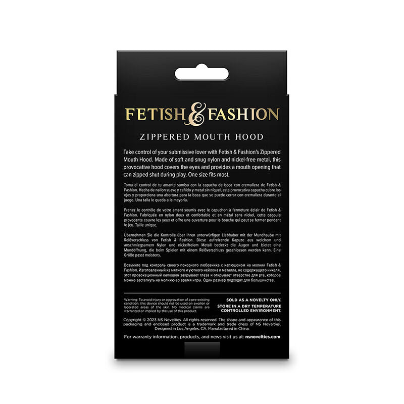 NS NOVELTIES - FETISH & FASHION CAPUCHE BOUCHE FERMÉE À FERMETURE ÉCLAIR NYLON BLANC