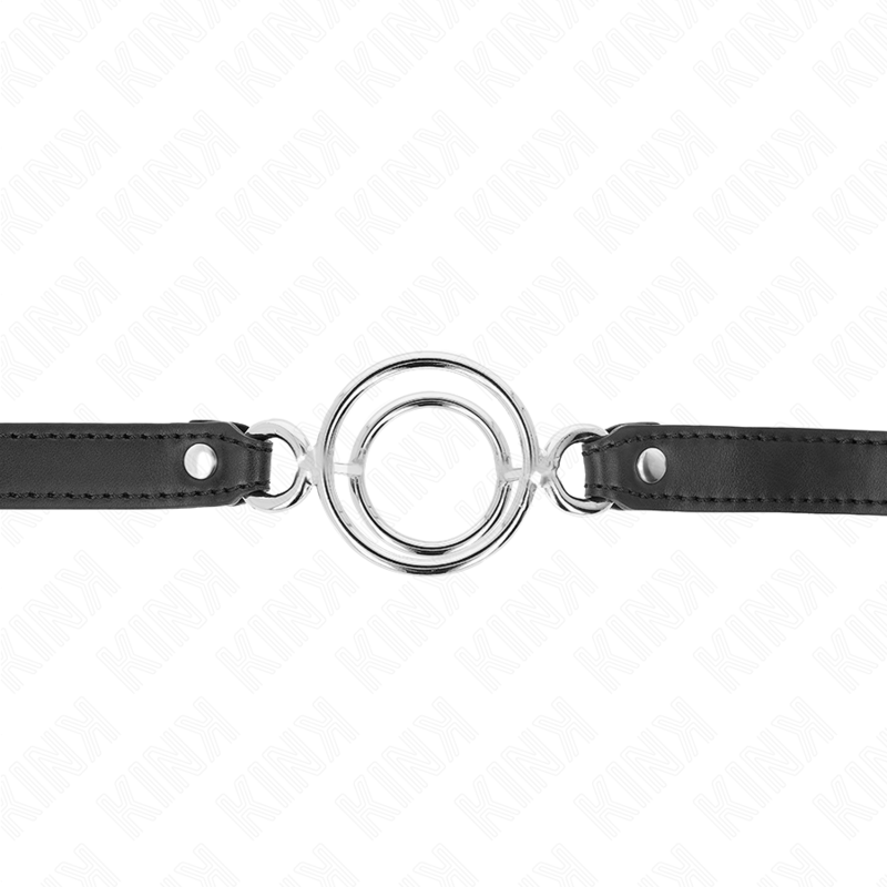 Bâillon BDSM O-Ring Multiple 4 Anneaux Interchangeables Cuir - Kink