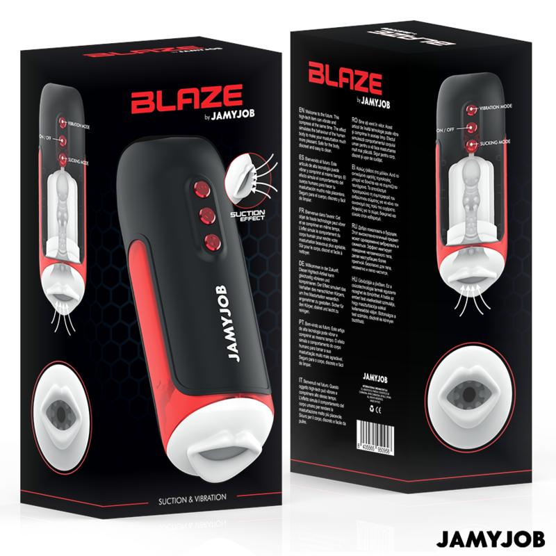 JAMYJOB - MASTURBATEUR BUCCAL AUTOMATIQUE BLAZE 5 MODES ONDES STIMULANTES ET VIBRATIONS