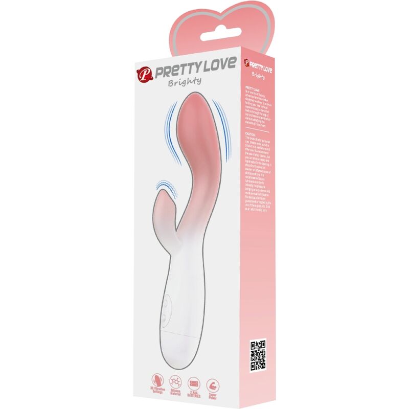 PRETTY LOVE - VIBRATEUR POINT G LUMINEUX + STIMULATEUR DE CLITORIS 30 VIBRATIONS ROSE