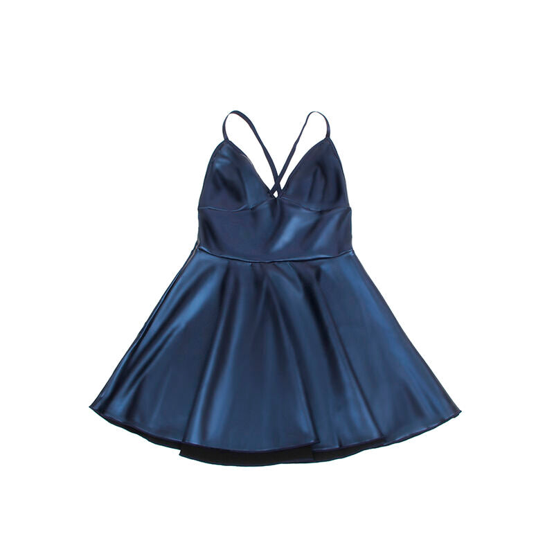 SUBBLIME - 955410 ROBE À BRETELLES EN CUIR BLEU S/M