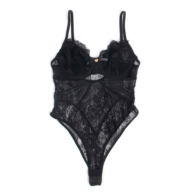 SUBBLIME - 955625 BODY EN DENTELLE AVEC FERMETURE EN BAS NOIR L/XL