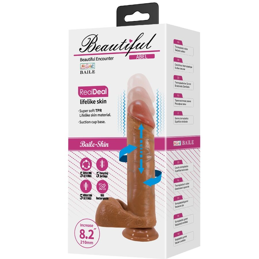 Gode Vibrant Réaliste Abel Va-et-Vient Rotation 21 cm Rechargeable - Baile