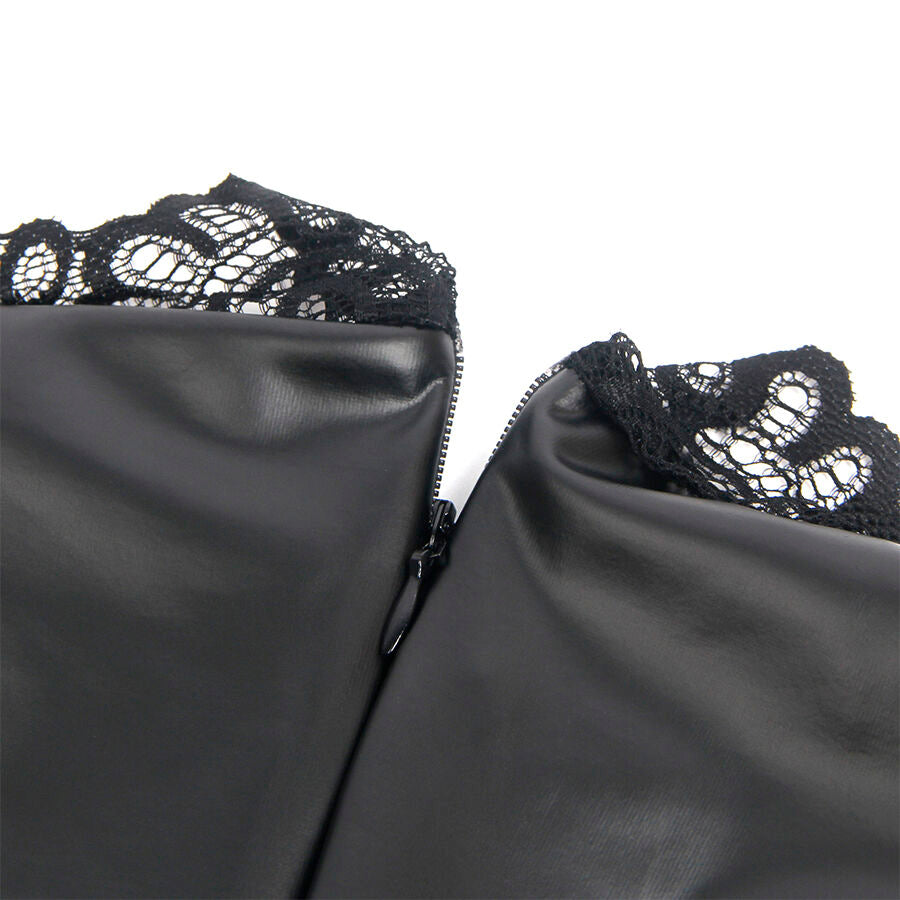 SUBBLIME - 957544 ROBE EN CUIR COL DENTELLE NOIRE S/M