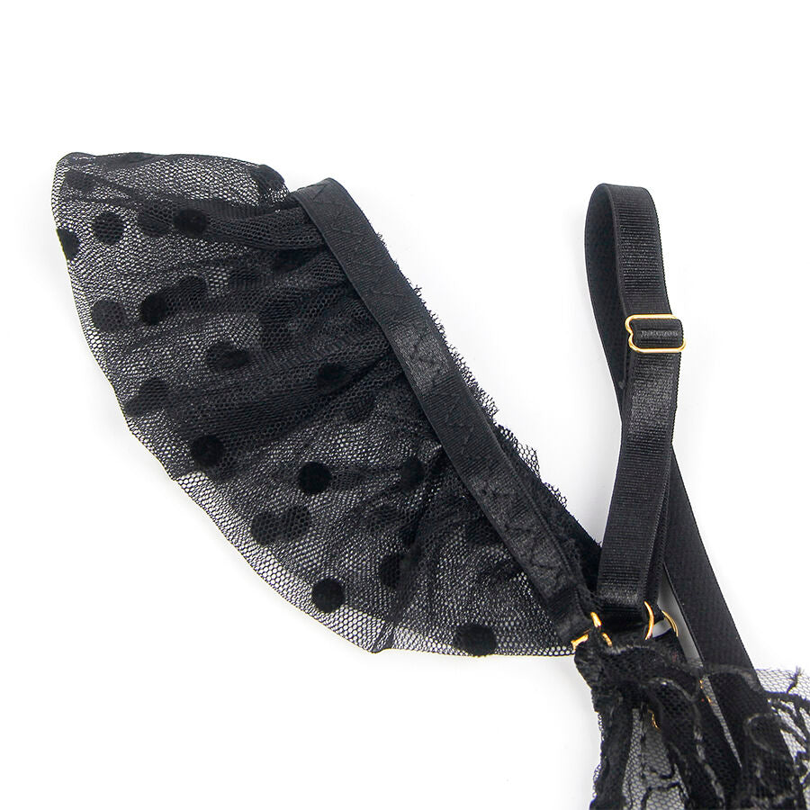 SUBBLIME - 957483 ENSEMBLE SOUTIEN-GORGE ET JARRETELLE EN DENTELLE NOIR S/M