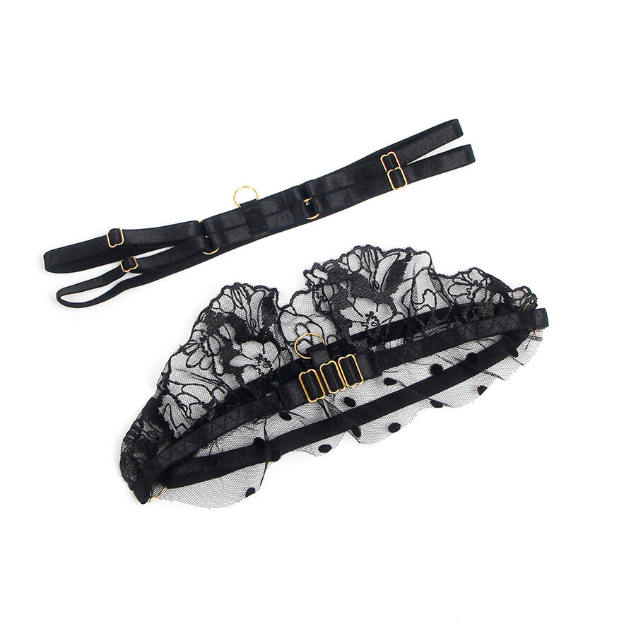 SUBBLIME - 957483 ENSEMBLE SOUTIEN-GORGE ET JARRETELLE EN DENTELLE NOIR S/M