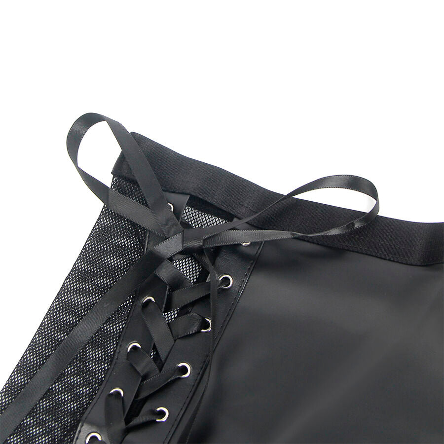 SUBBLIME - 957582 ENSEMBLE SOUTIEN-GORGE ET JUPE EN CUIR NOIR S/M