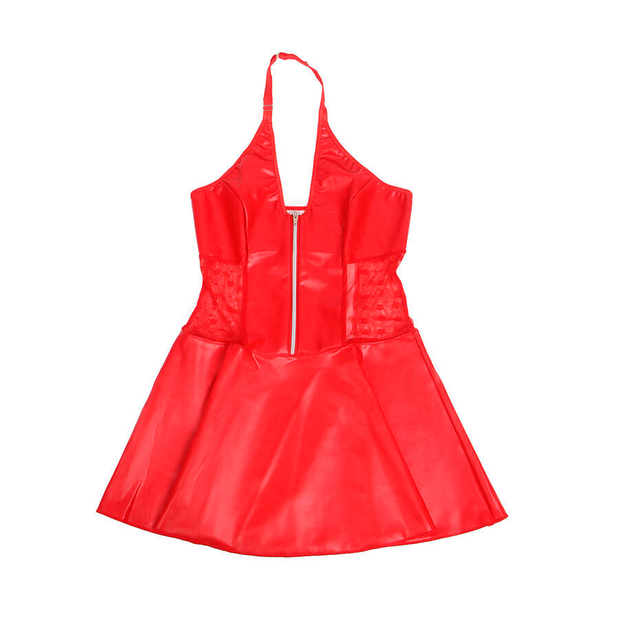 SUBBLIME - 957728 ROBE EN CUIR À FERMETURE ÉCLAIR EN DENTELLE ROUGE S/M