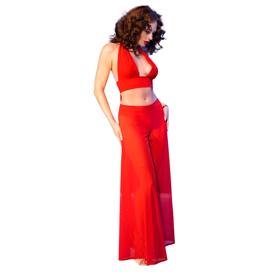 CHILIROSE - CR 4857 ENSEMBLE HAUT ET PANTALON ROUGE TAILLE S