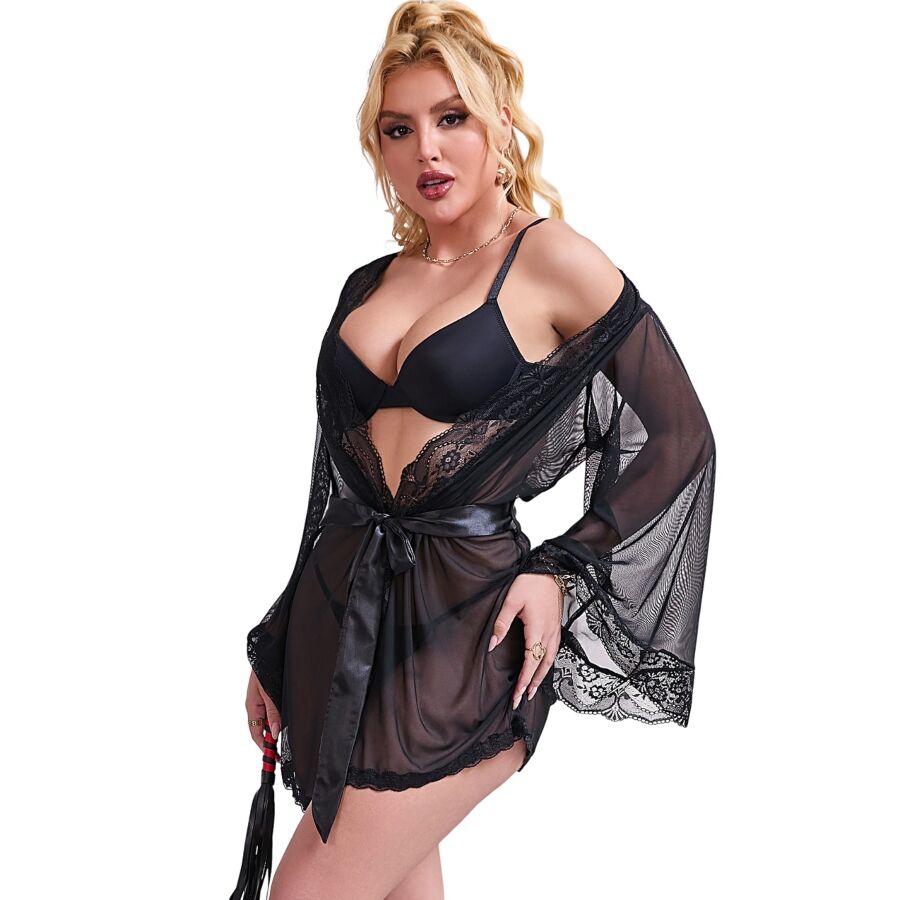 SUBBLIME - ROBE EN TISSU TRANSPARENT AVEC DÉTAIL DENTELLE NOIR S/M