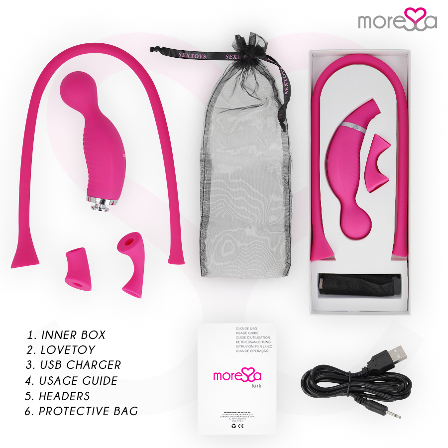 MORESSA - KIRK DUO ONDES STIMULANTES + MASSEUR MULTIFONCTION RECHARGEABLE EN SILICONE PREMIUM