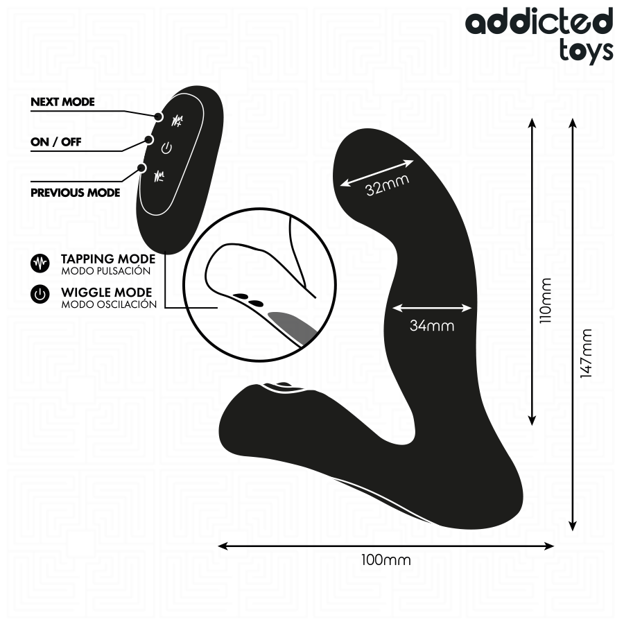 ADDICTED TOYS - MASSEUR DE PROSTATE OSCILLANT AVEC MODE PULSATION ET TÉLÉCOMMANDE