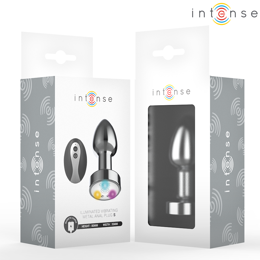 INTENSE - PLUG ANAL VIBRANT EN MÉTAL AVEC LUMIÈRES LED ET TÉLÉCOMMANDE - TAILLE S