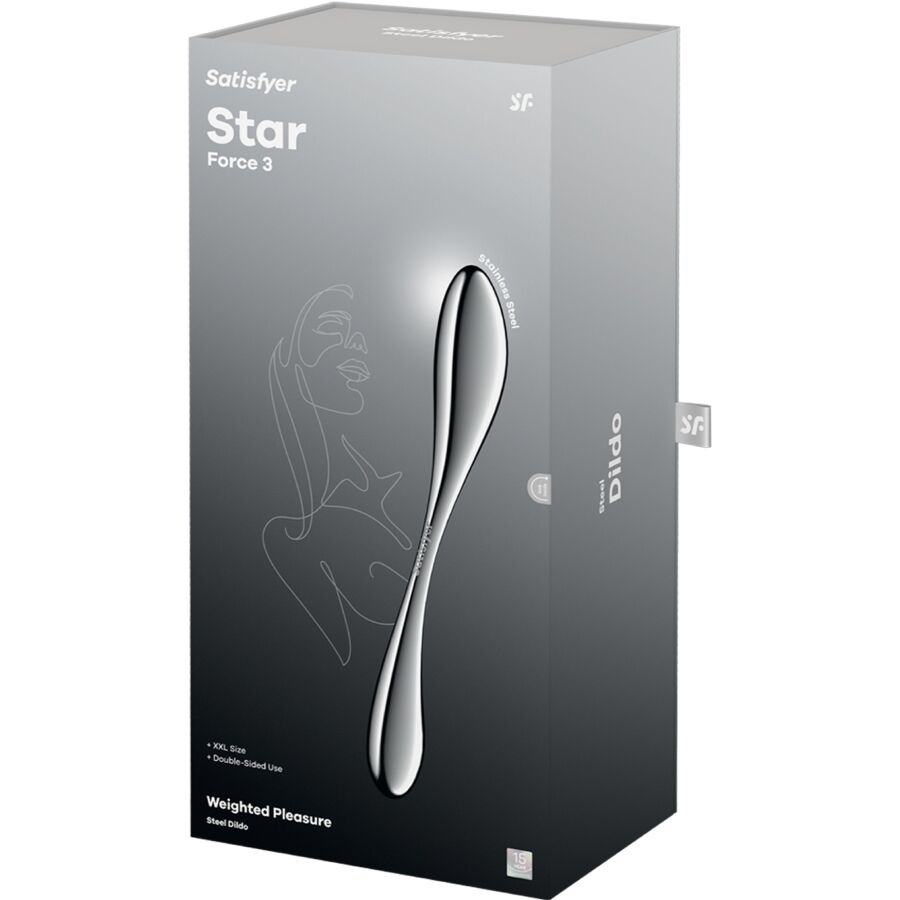 SATISFYER - STAR FORCE 3 GODEMICHET DOUBLE EN ACIER INOXYDABLE