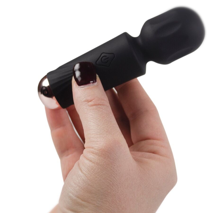 ROCKS-OFF - MINI BAGUETTE RECHARGEABLE 16 FONCTIONS TULIPE NOIRE