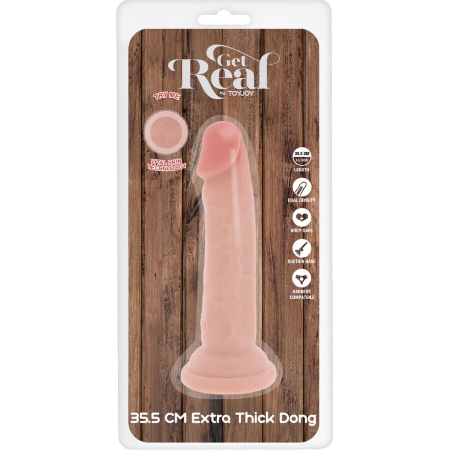 GET REAL - PÉNIS DE LUXE ÉPAIS DOUBLE DENSITÉ EN TPE 35,5 CM