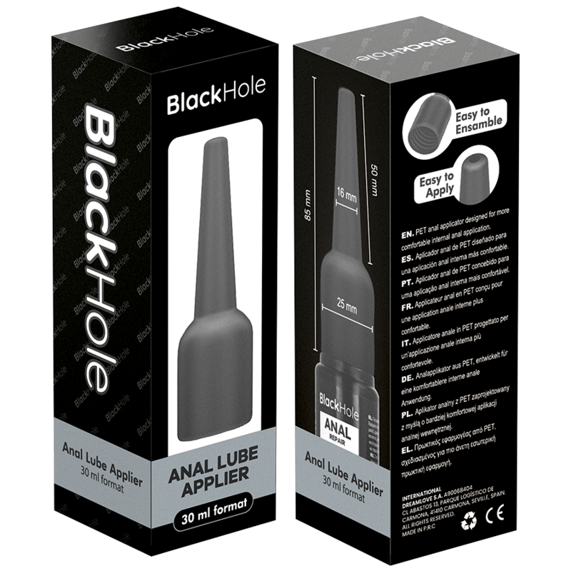 Applicateur de Lubrifiant Anal Seringue - 2 Tailles - Black Hole