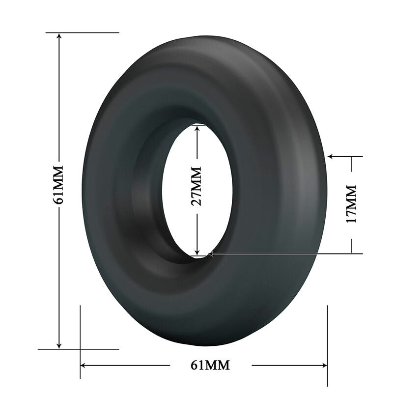 Cotes du cockring Urban de Crazy Bull : 61 mm, 27 mm intérieur et 17 mm d'épaisseur