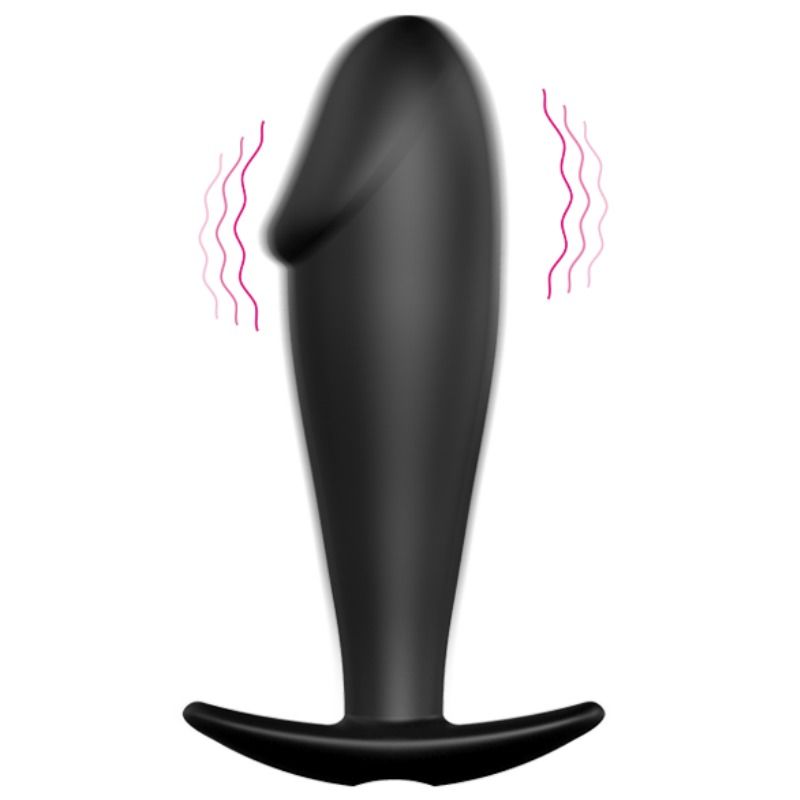 Plug anal en silicone forme pénis et 12 modes de vibration noir