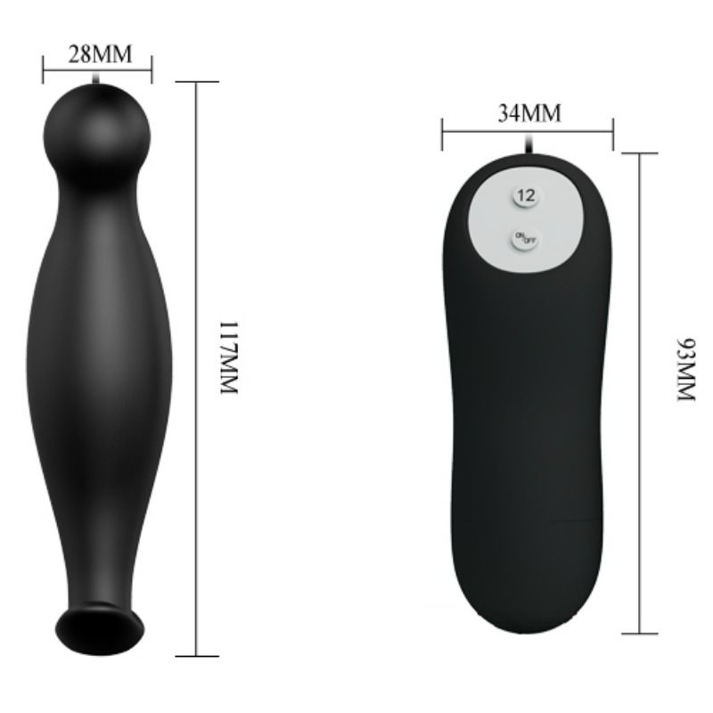 Plug anal en silicone 12 modes de vibration noir