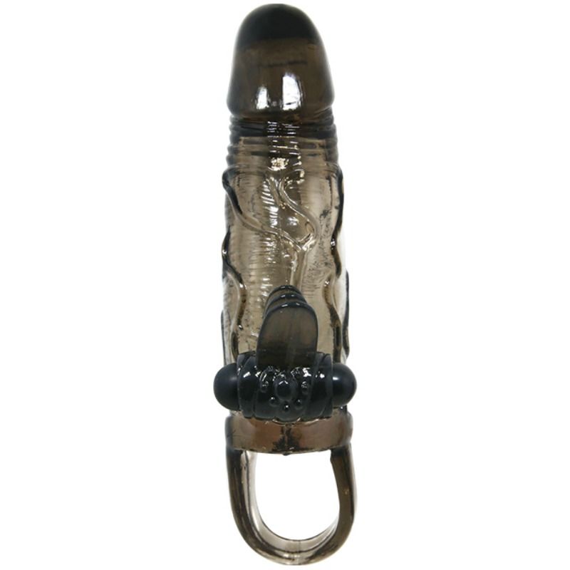 Couvre-pénis brave man avec stimulation clito et anal double bullet noir 16.5 cm