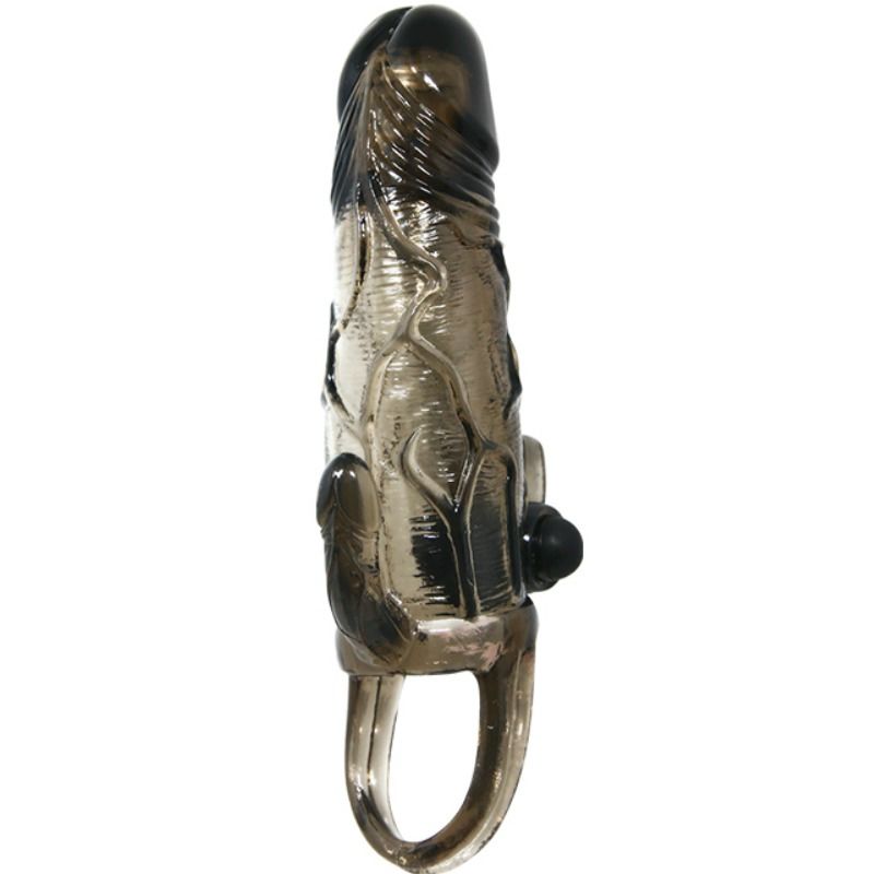 Couvre-pénis brave man avec stimulation clito et anal double bullet noir 16.5 cm