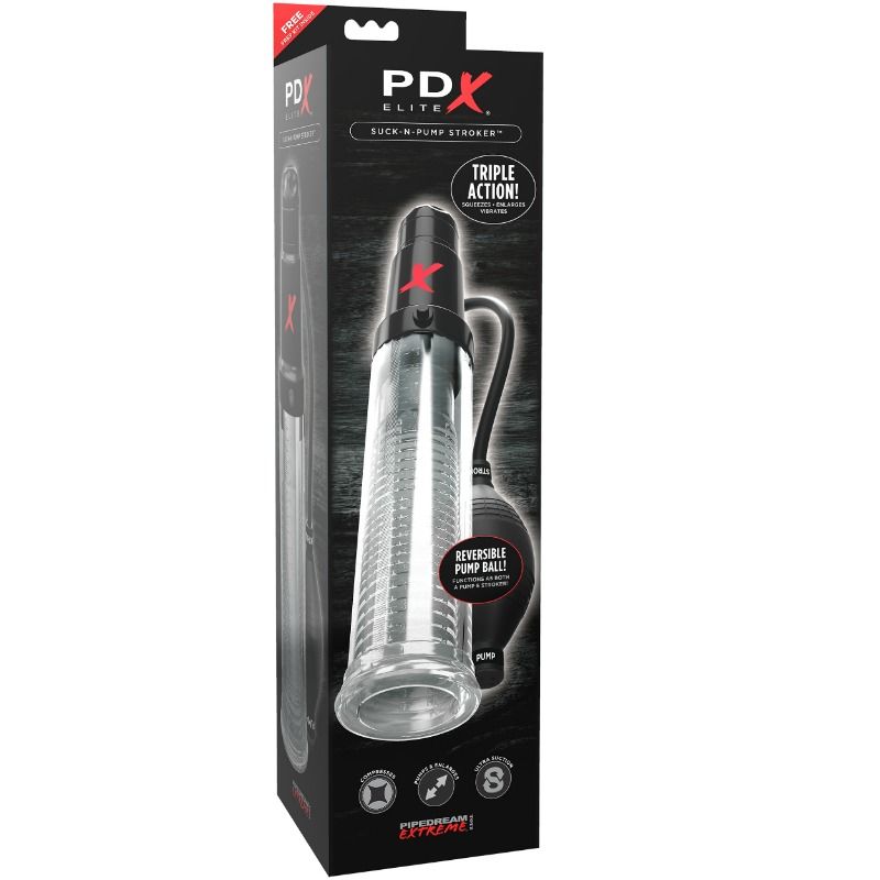PDX ELITE - SUCK N PUMP STROKER MASTURBATEUR VIBRANT POMPE À ONDES STIMULANTES