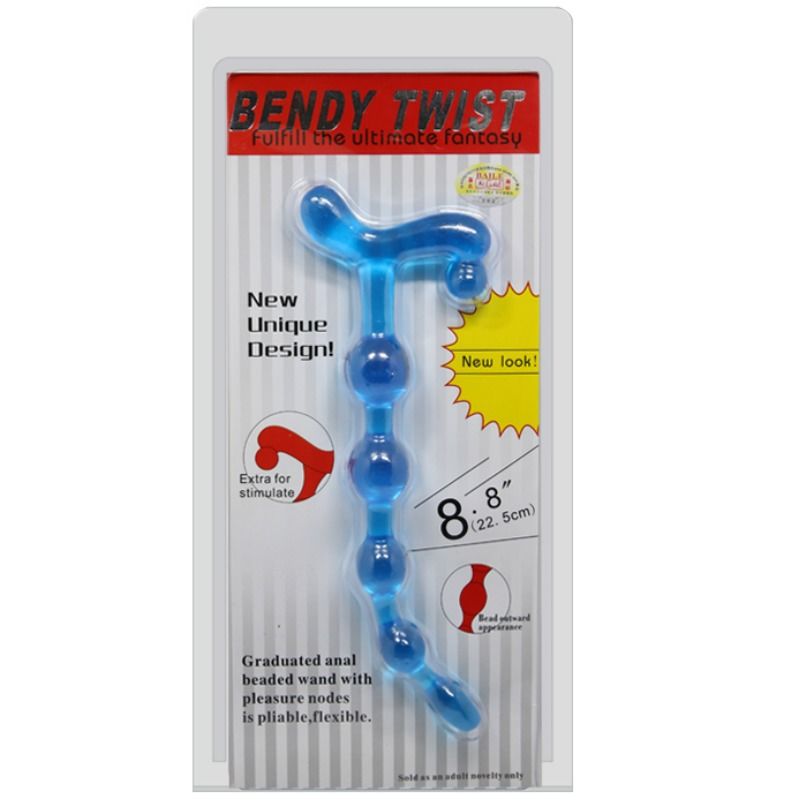 Balles anal bleues bendy twist
