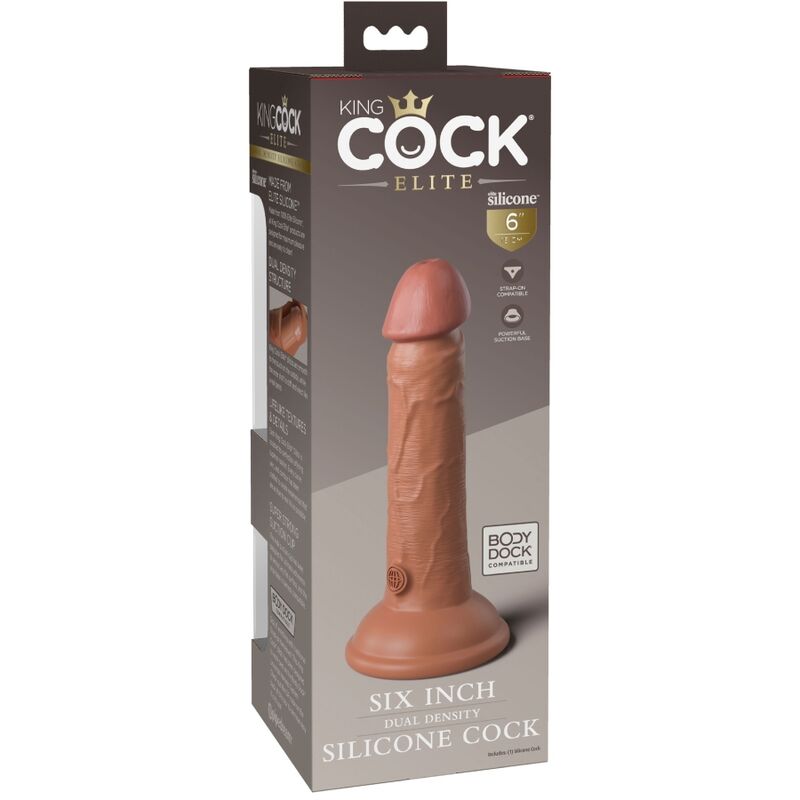 King Cock — Elite Gode Réaliste Vibrant EN Silicone 15.2 CM Caramel