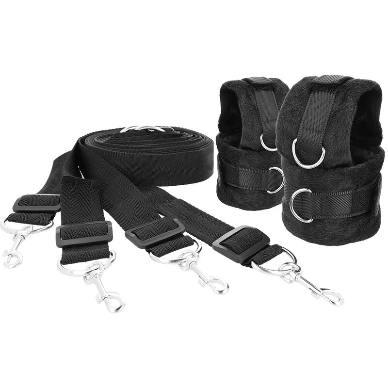 Kit Attaches de Lit BDSM Sangles Sous-Matelas Néoprène Réglable - Darkness