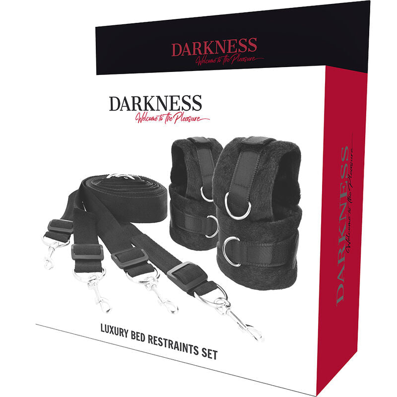 Kit Attaches de Lit BDSM Sangles Sous-Matelas Néoprène Réglable - Darkness
