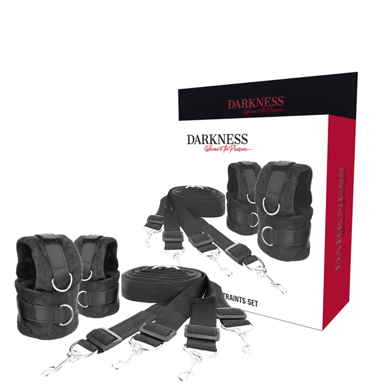 Kit Attaches de Lit BDSM Sangles Sous-Matelas Néoprène Réglable - Darkness