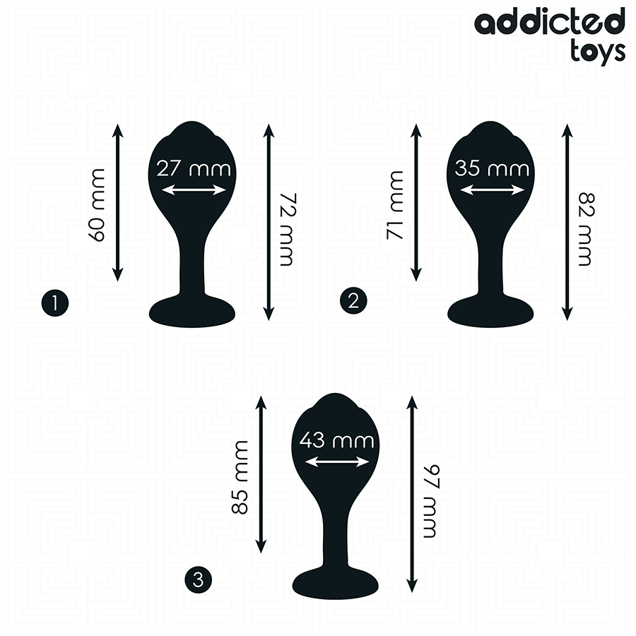 Lot de 3 Plugs Anaux Perlés avec Bijou Silicone 3 Tailles - Addicted Toys