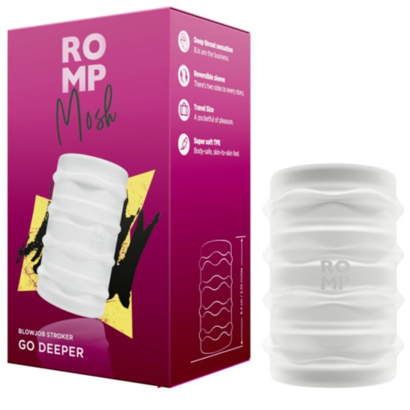 Masturbateur Mosh Transparent Texturé Gaine Réversible 6 cm - Romp