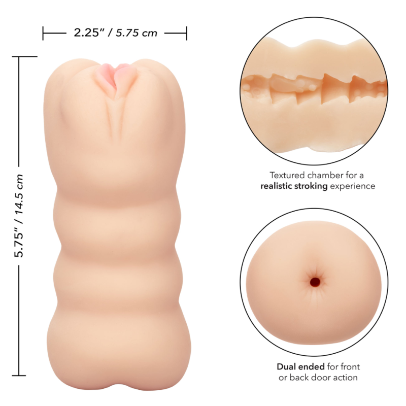 Masturbateur Réversible Double Entrée The Three Way Texturé Compact - CalExotics