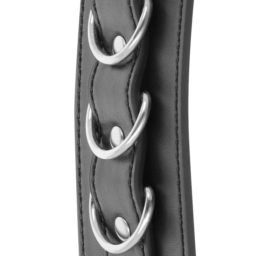 Menottes BDSM Poignets et Chevilles Réglables Cuir PVC Cousu Main - Darkness