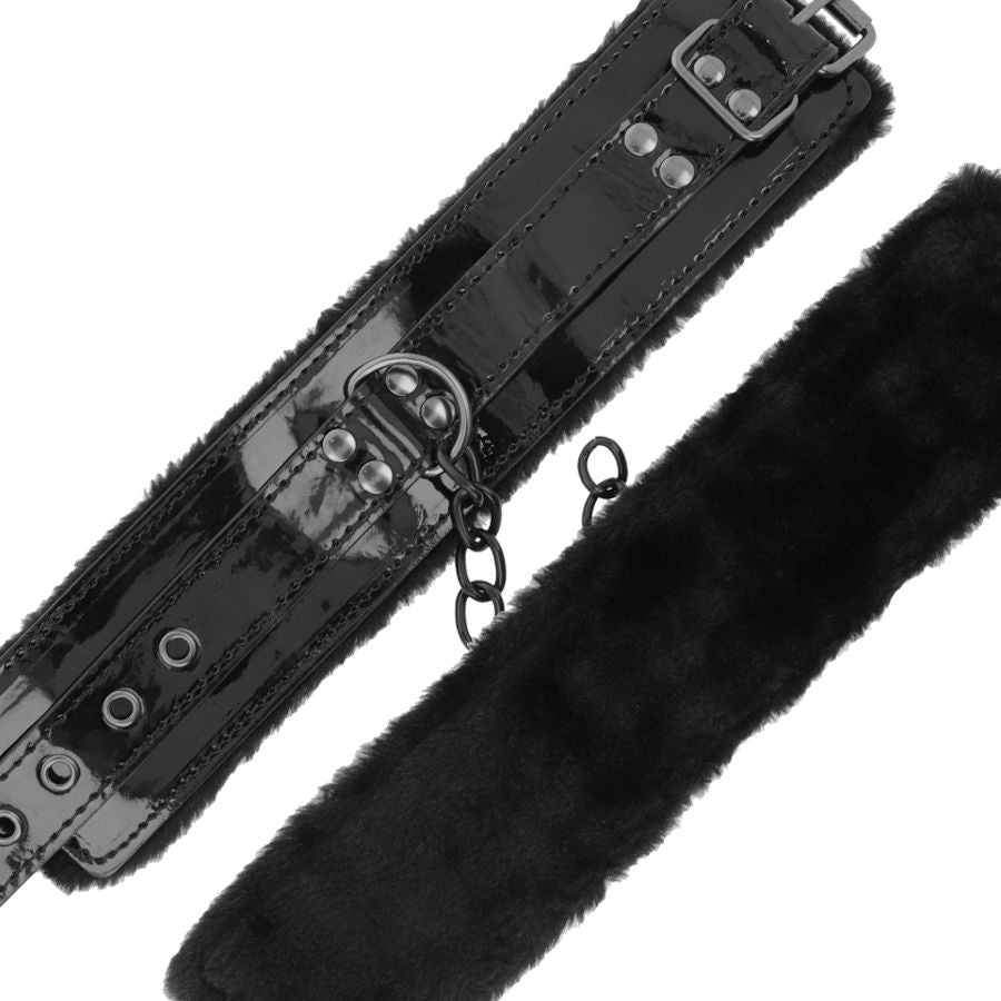 Menottes de Cheville BDSM Réglables Cuir avec Cadenas - Darkness