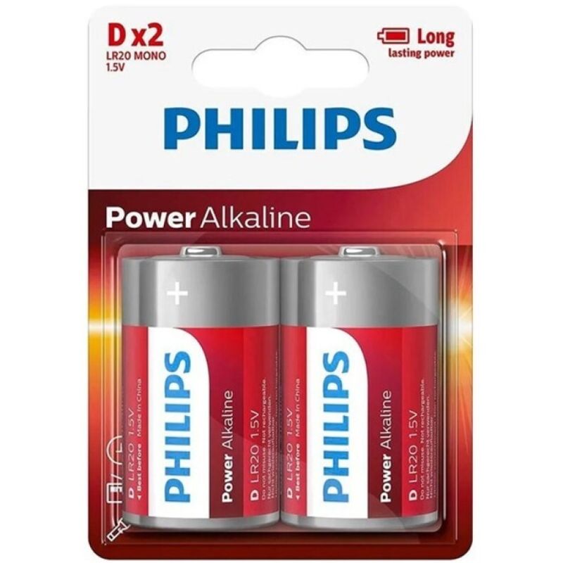 Pile Alcaline Power D LR20 Haute Capacité Blister de 2 - Philips