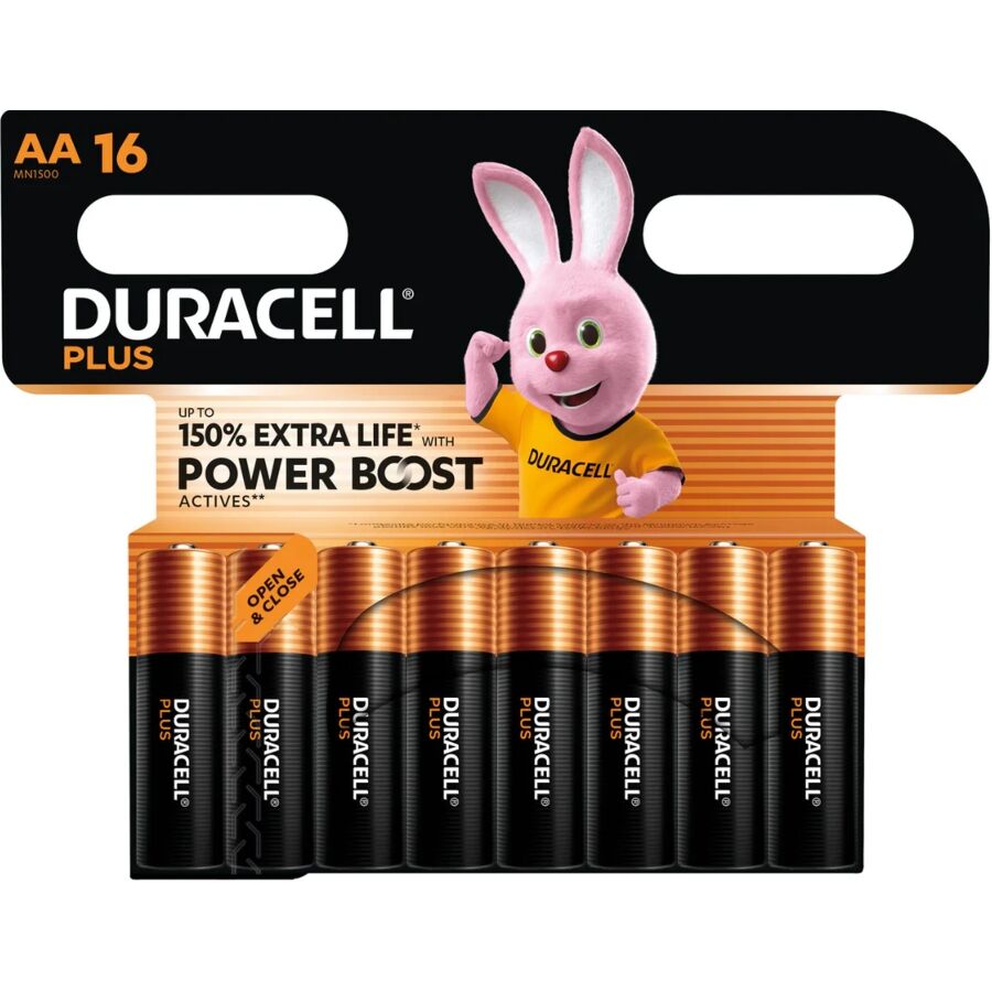 Piles Alcalines AA LR6 Plus Power Boost Blister de 16 - Duracell