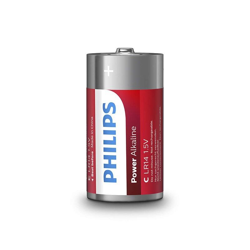 Piles Alcalines Power C LR14 Lot de 2 Longue Durée - Philips