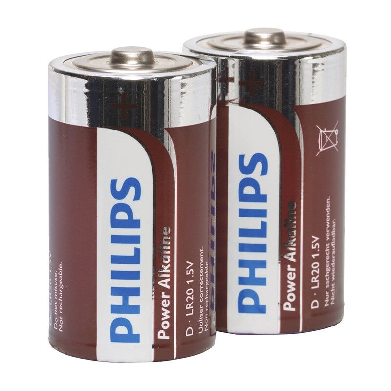 Piles Alcalines Power D LR20 1,5V Lot de 2 - Philips