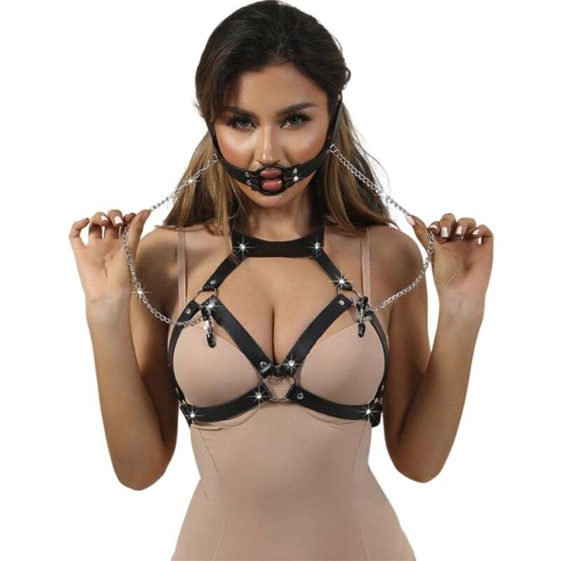 Pinces à Seins Bondage Cuir Noir Taille Unique - Subblime