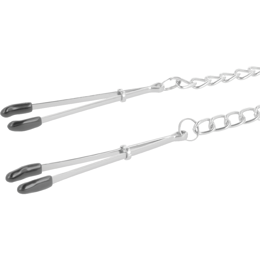 Pinces à Tétons BDSM Réglables Métal Sans Nickel avec Chaîne - Darkness