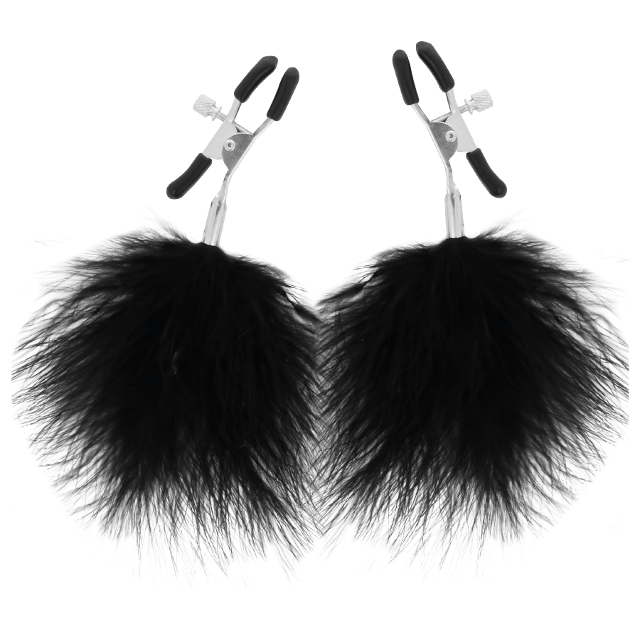 Pinces à Tétons BDSM Réglables Pompons Métal Sans Nickel - Darkness